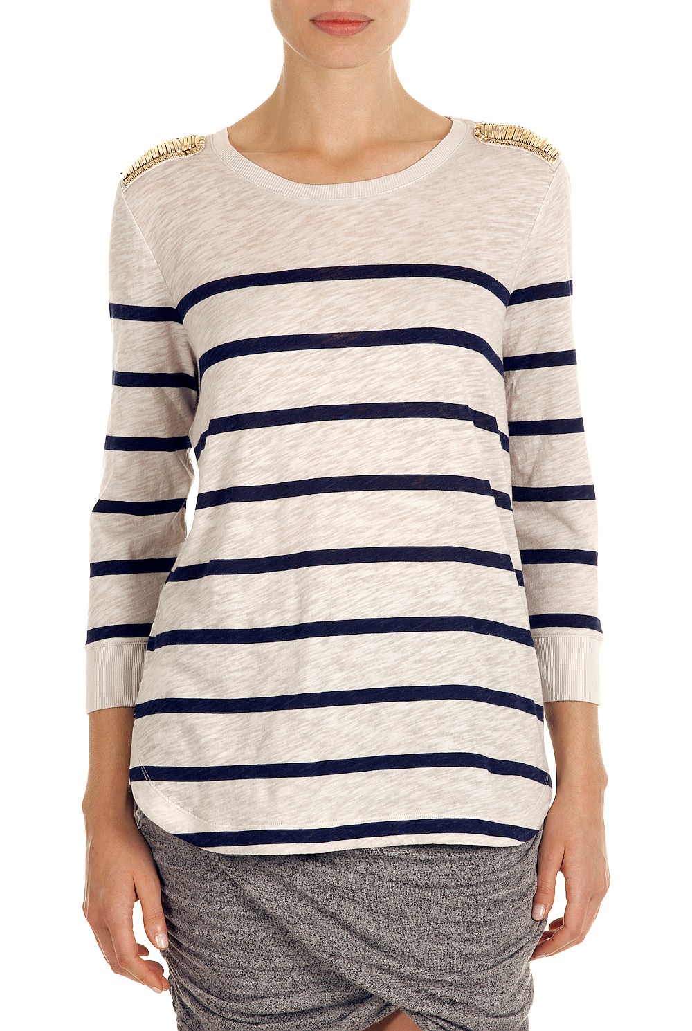 Stripe Epaulette T-Shirt