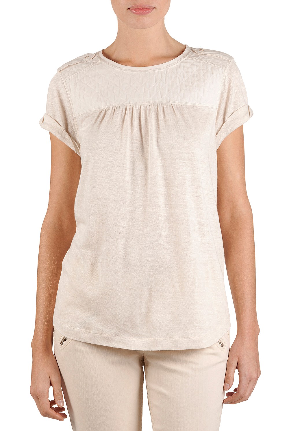 Woven Trim Epaulette T-Shirt