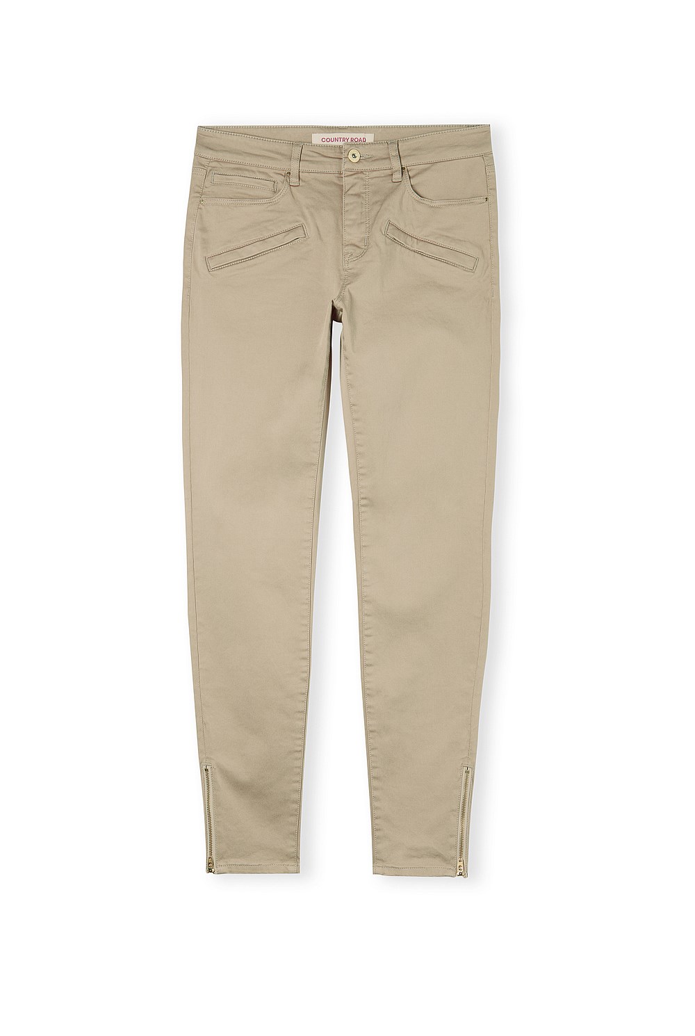 Crop Zip Detail Sateen Jean
