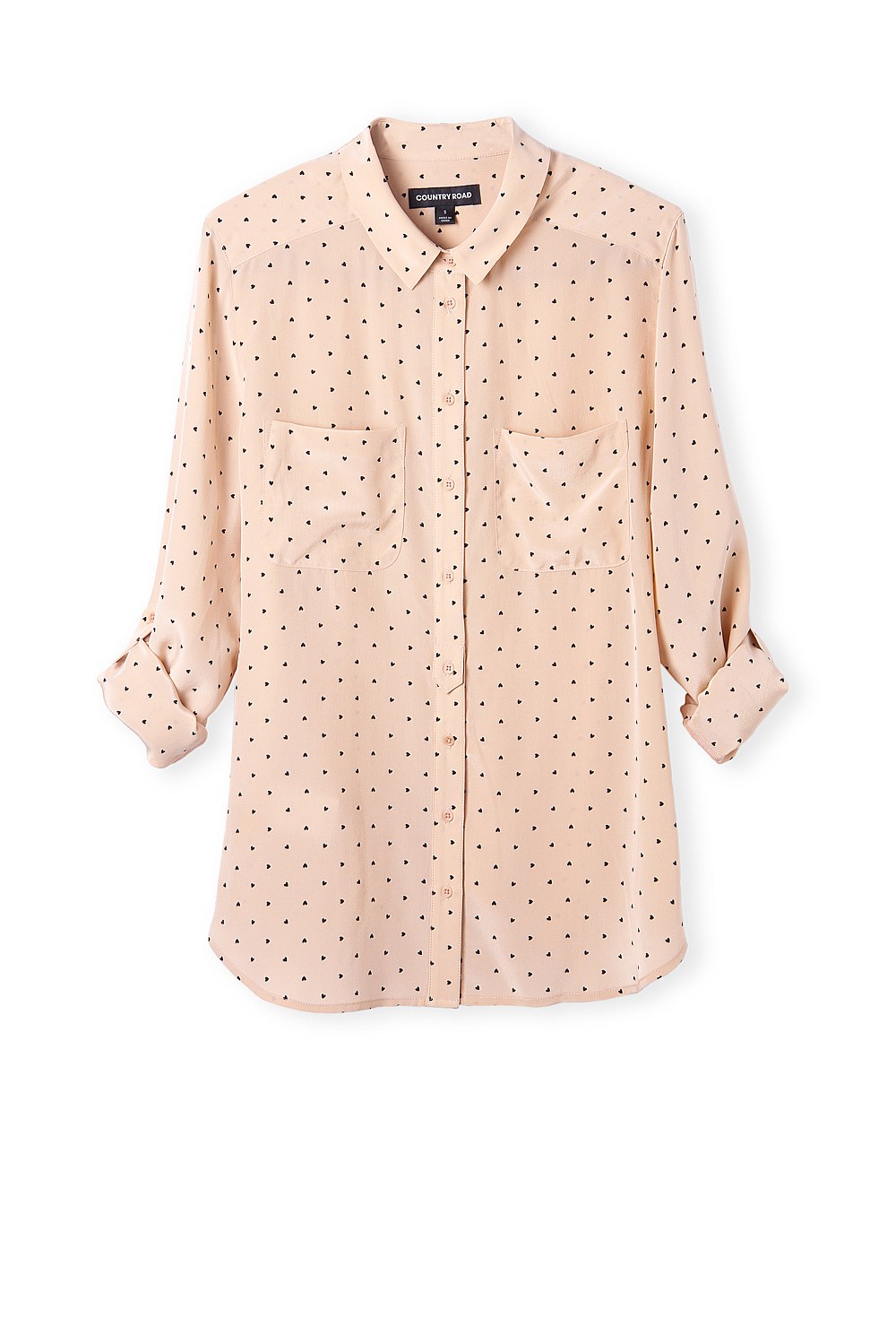 Heart Print Silk Shirt