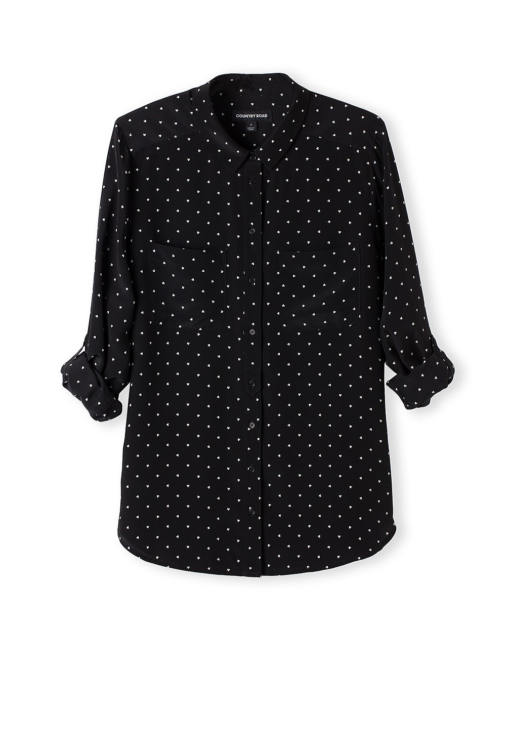 Heart Print Silk Shirt