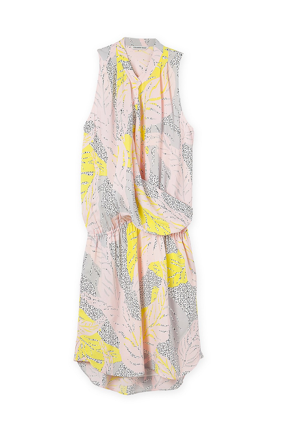 Sleeveless Print Twisted Drape Dress