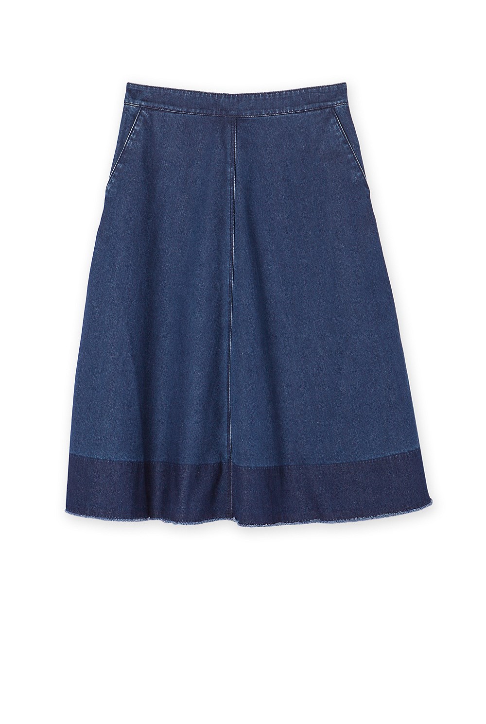 Frayed Denim Full Skirt