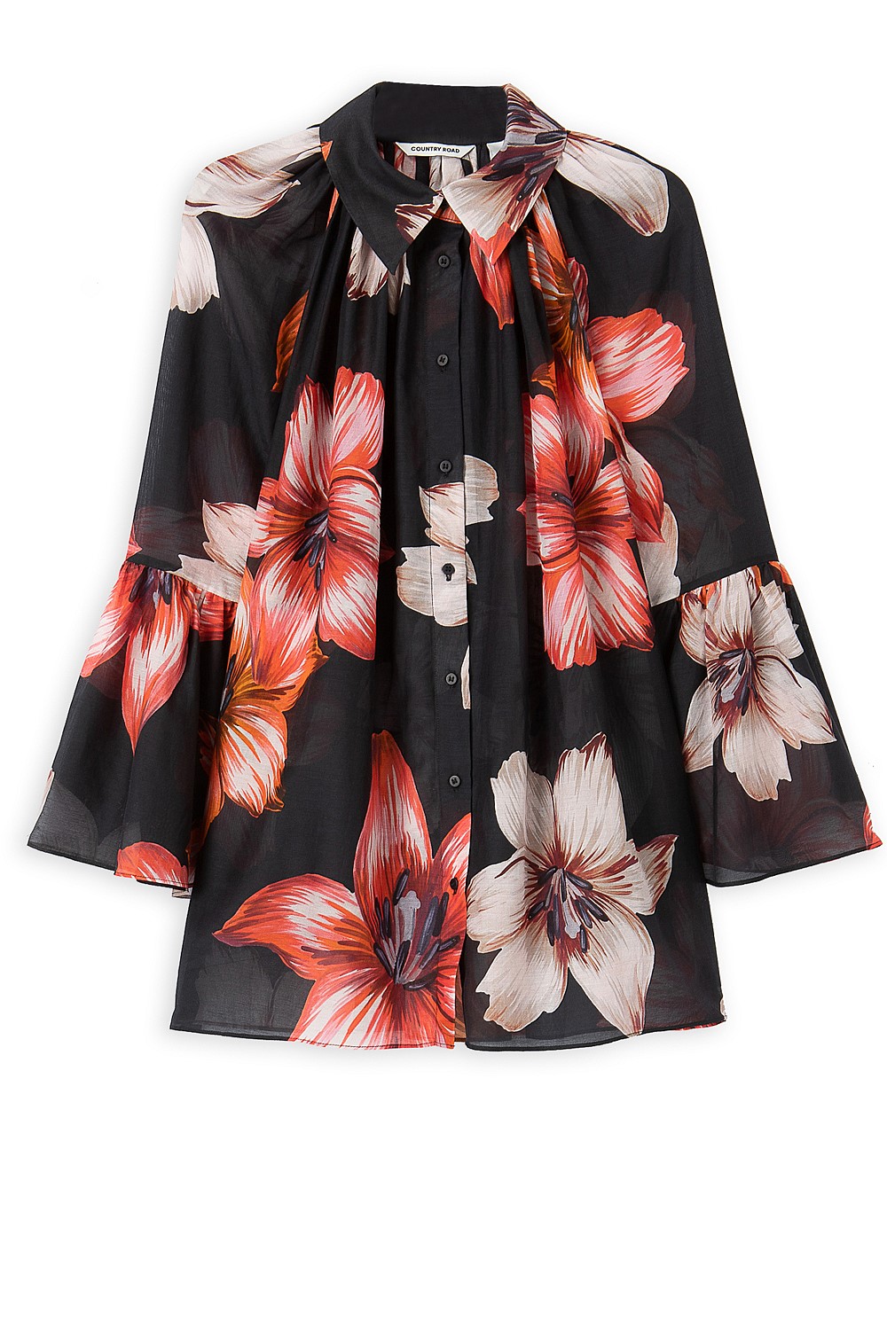 Lily Rocks Shirt Charcoal Lily Print Shirt - Shirts | Country Road
