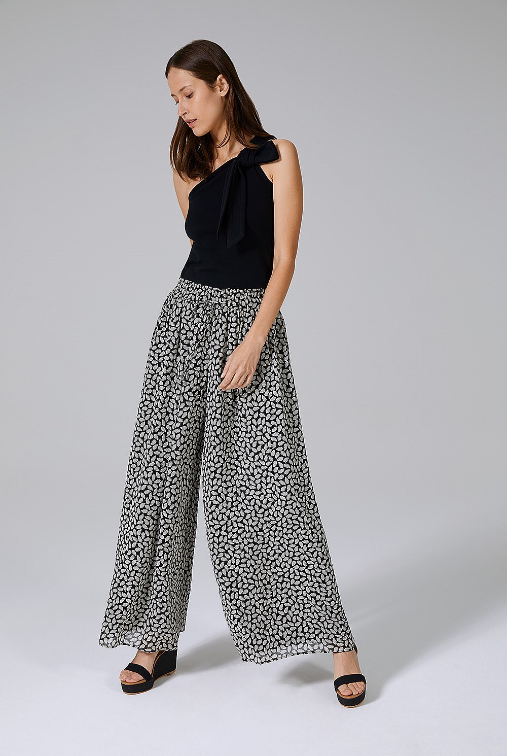 Shirred Waist Palazzo Pant