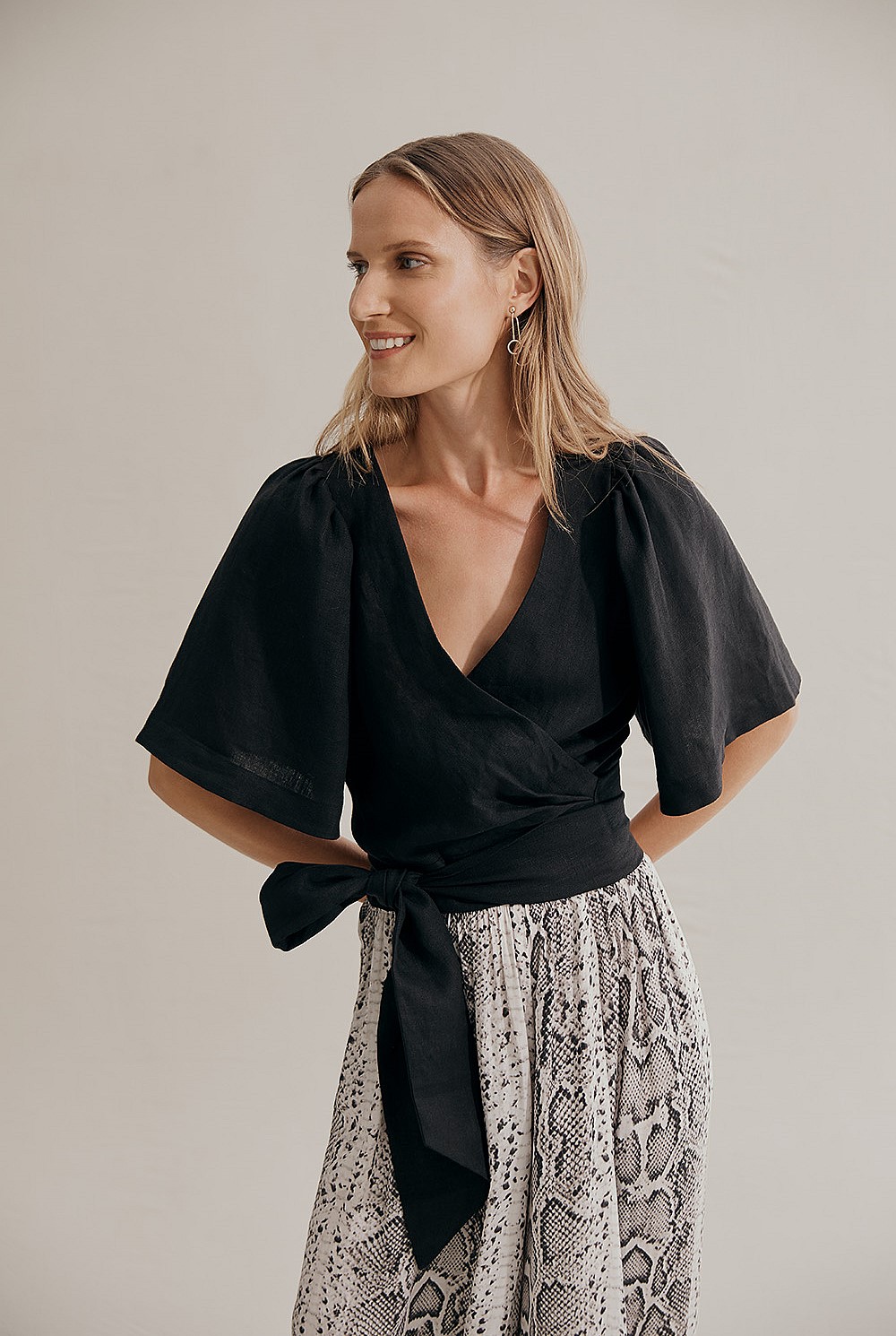 Linen Wrap Top