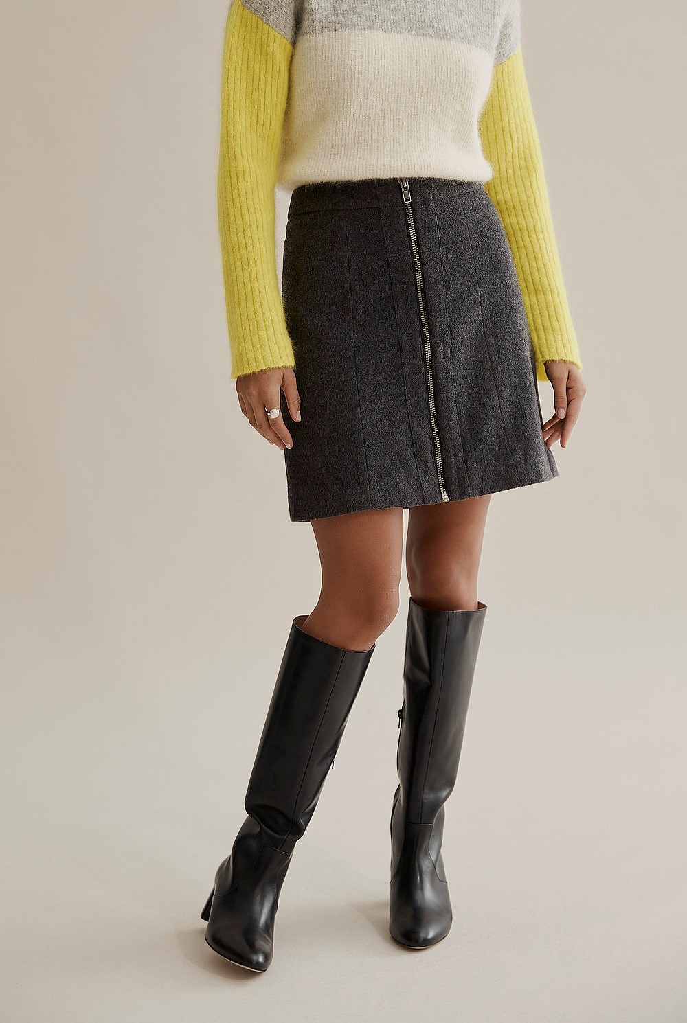 Zip Front Mini Skirt
