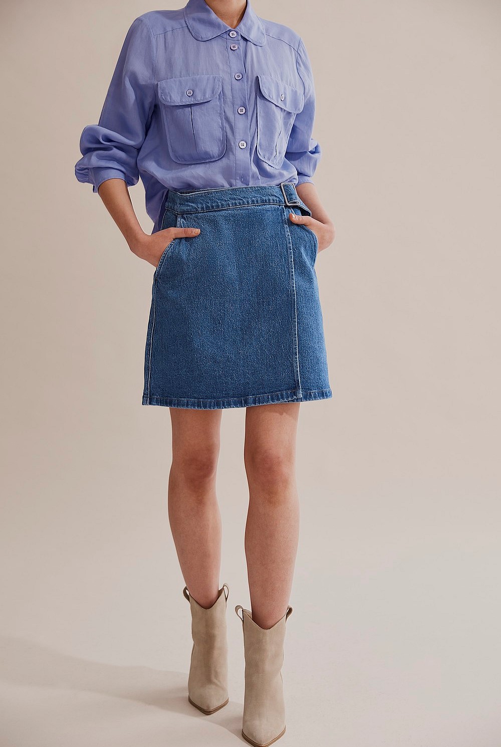 Denim Wrap Mini Skirt