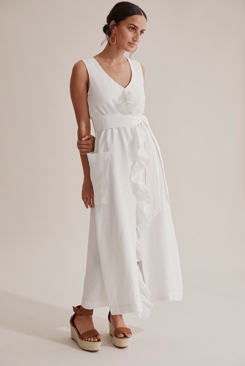 Frill Linen Dress