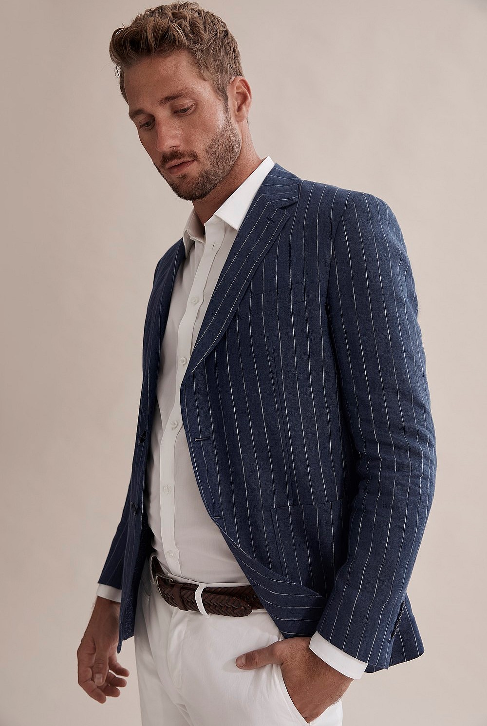 Regular Linen Stripe Blazer