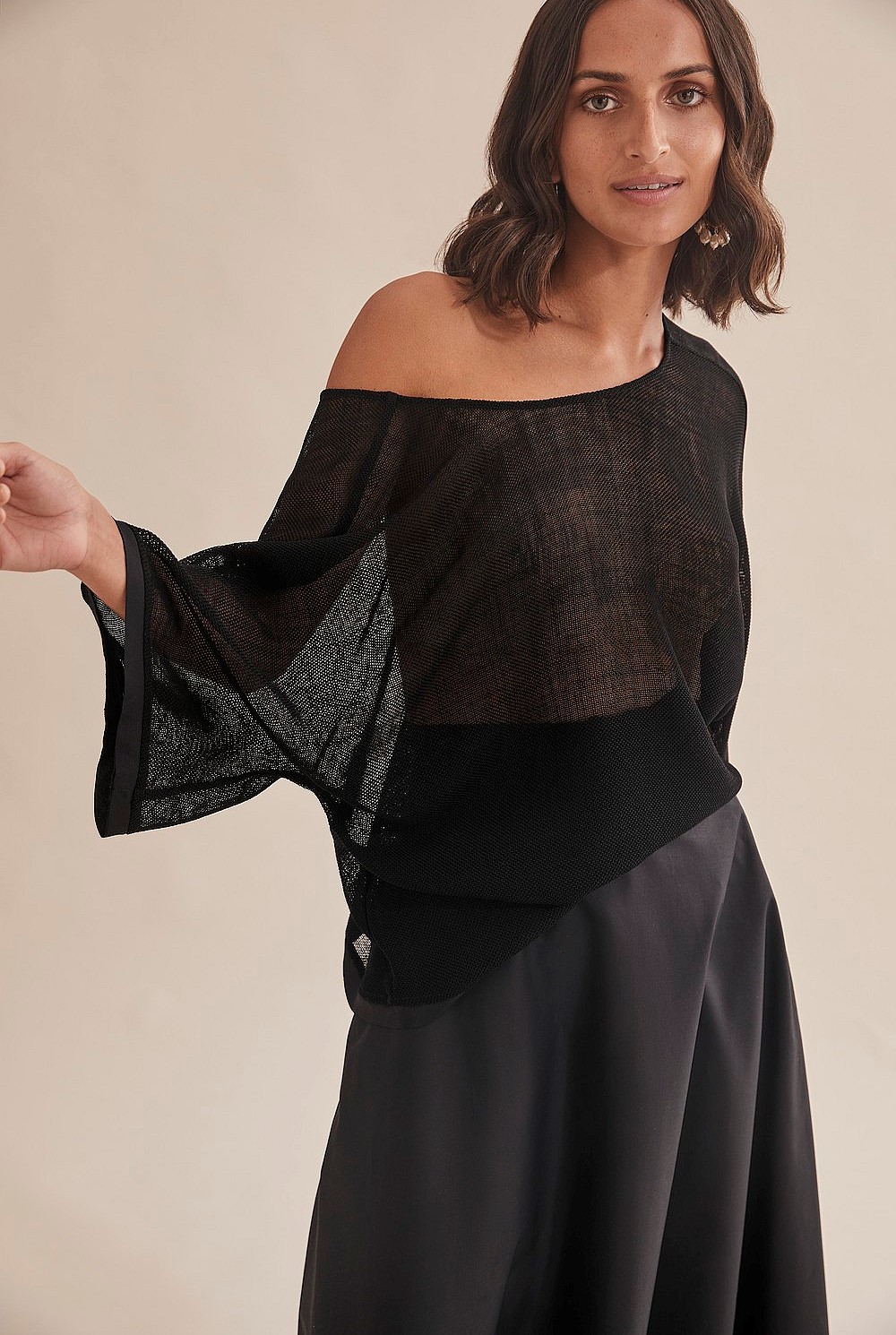 Mesh Kimono Sleeve Top