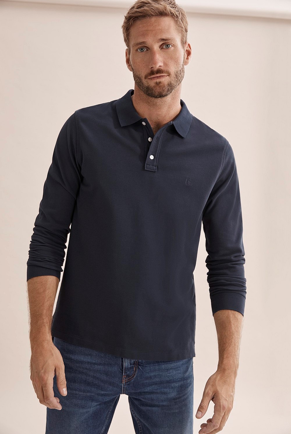 Long Sleeve Pique Polo