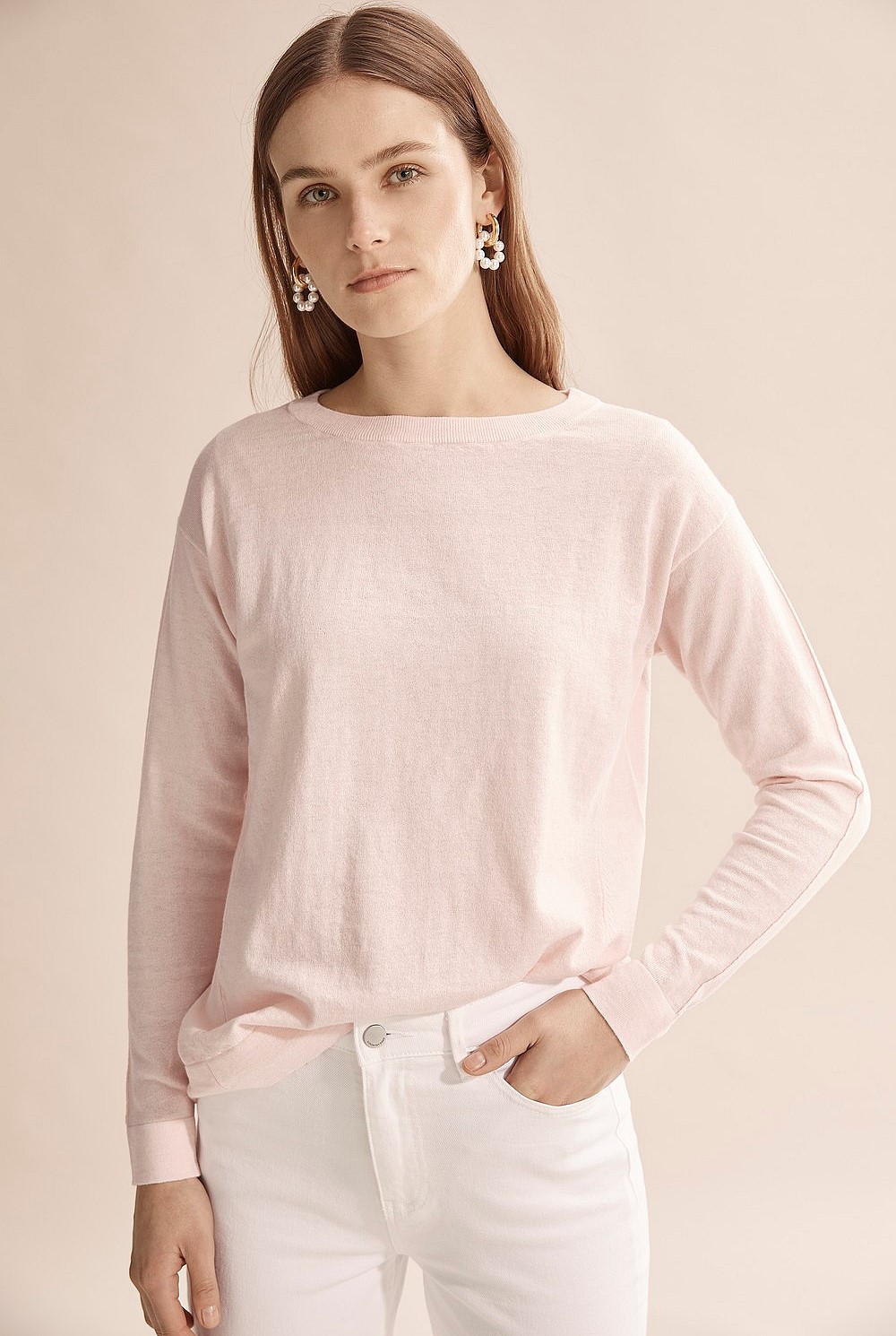 Boat Neck Wool Cotton Sweater