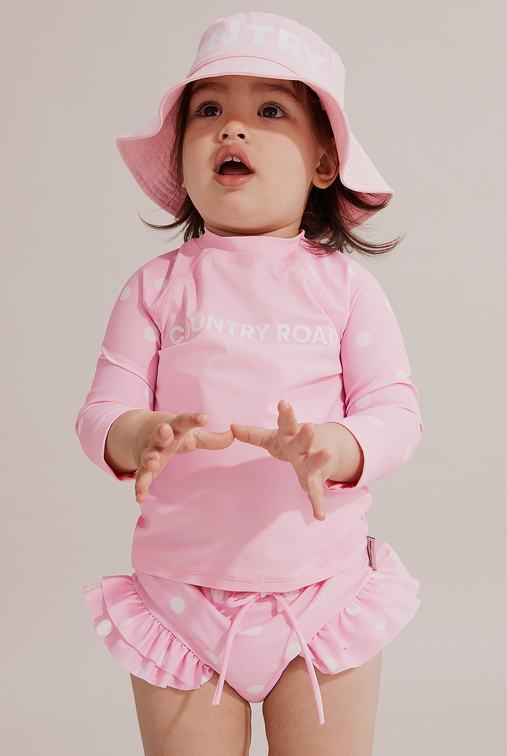 Pink Rashie Pale Pink Nylon Logo Spot Rashie - Swimwear | Country Road