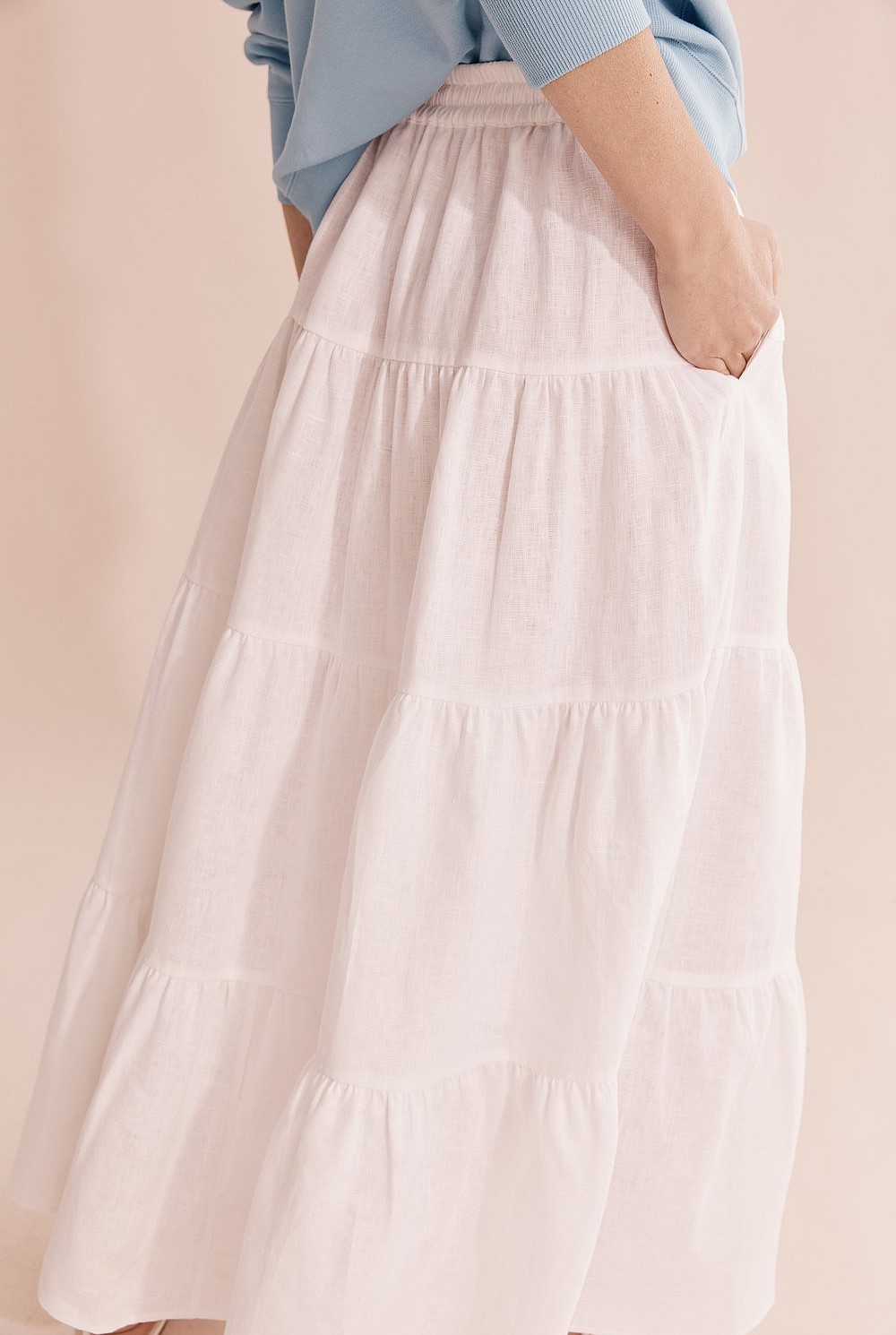 Organically Grown Linen Tiered Maxi Skirt