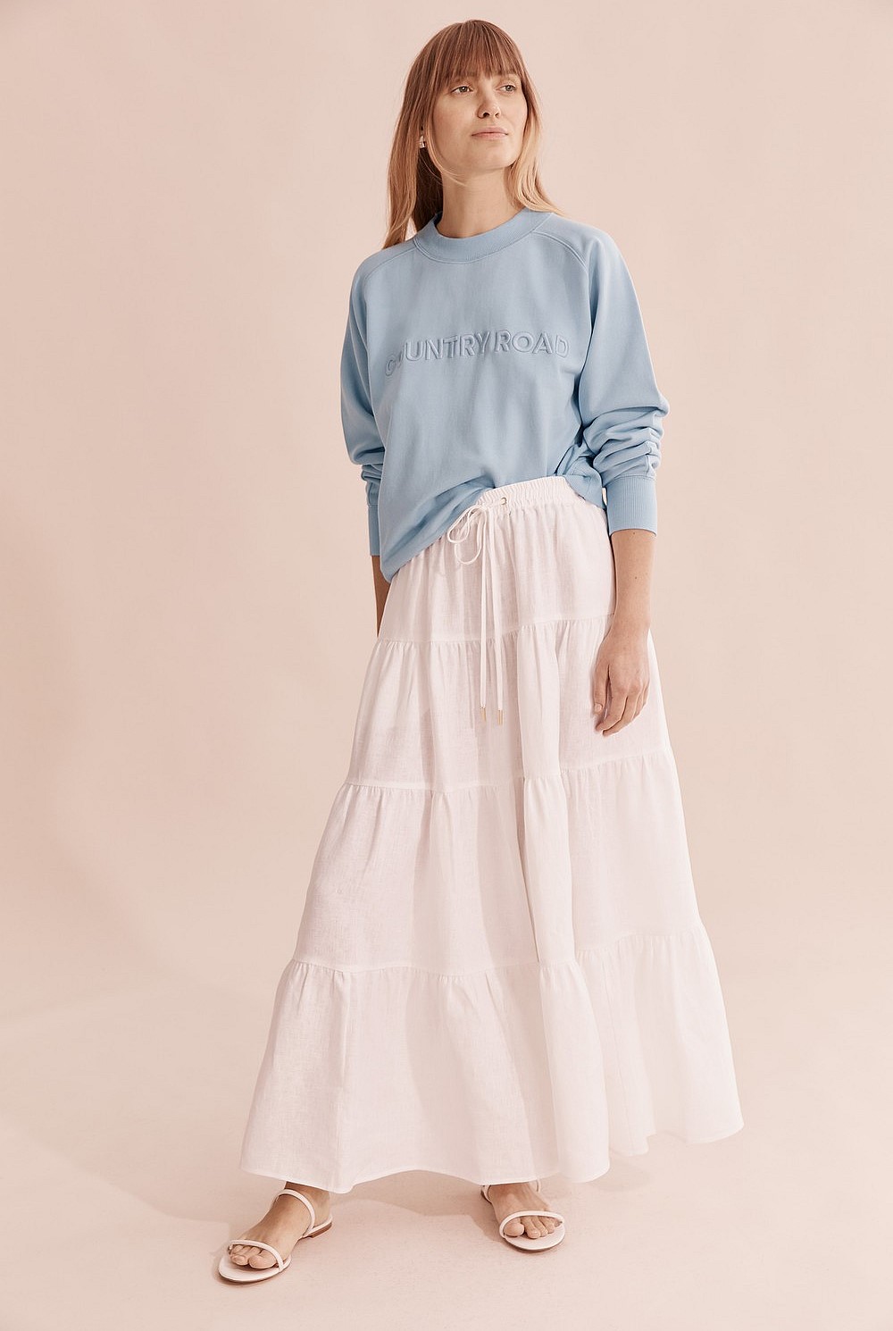 Organically Grown Linen Tiered Maxi Skirt