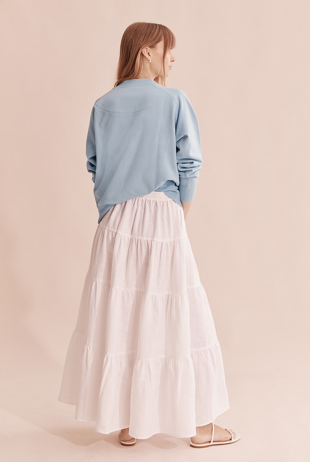 Organically Grown Linen Tiered Maxi Skirt