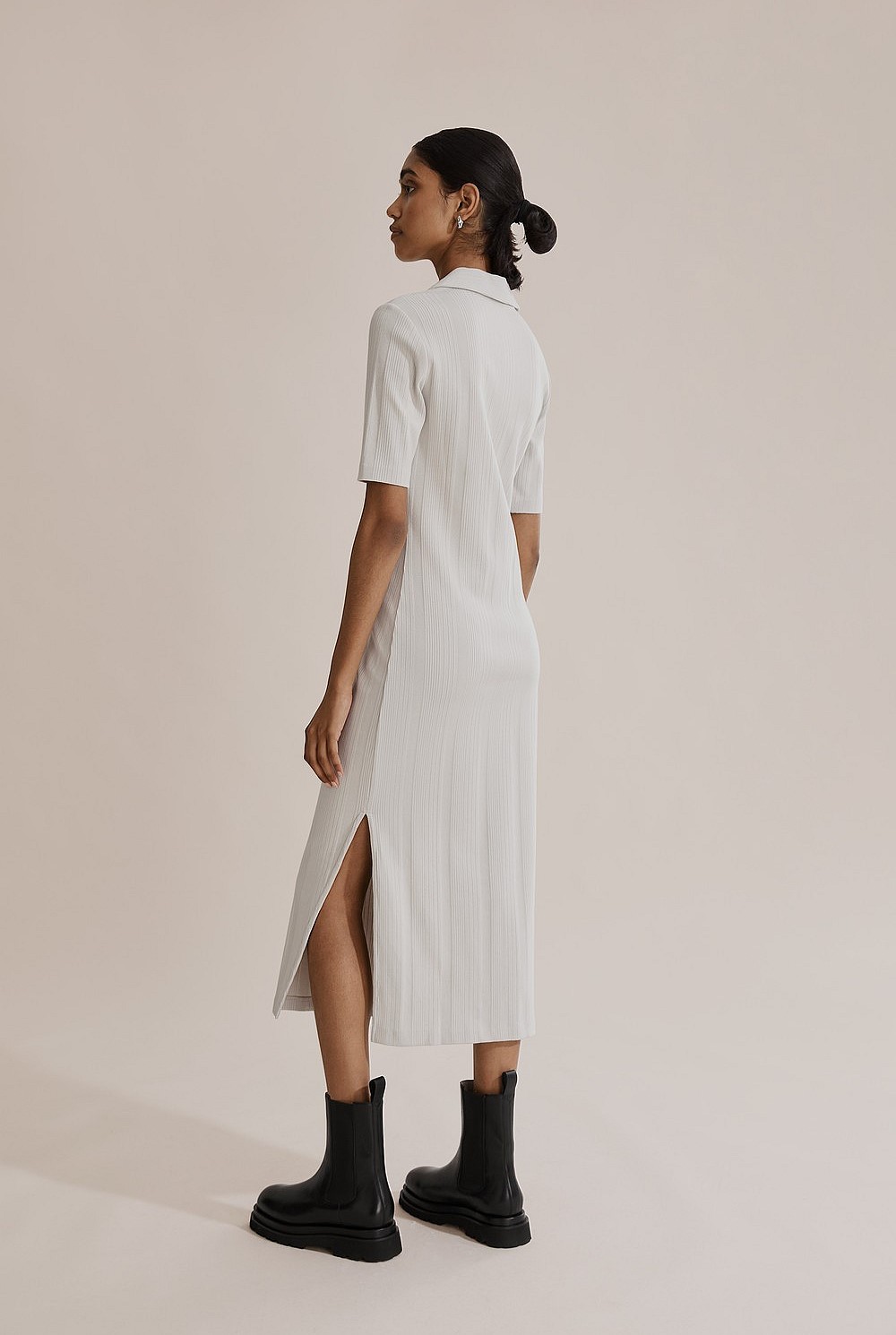 Rib Polo Midi Dress