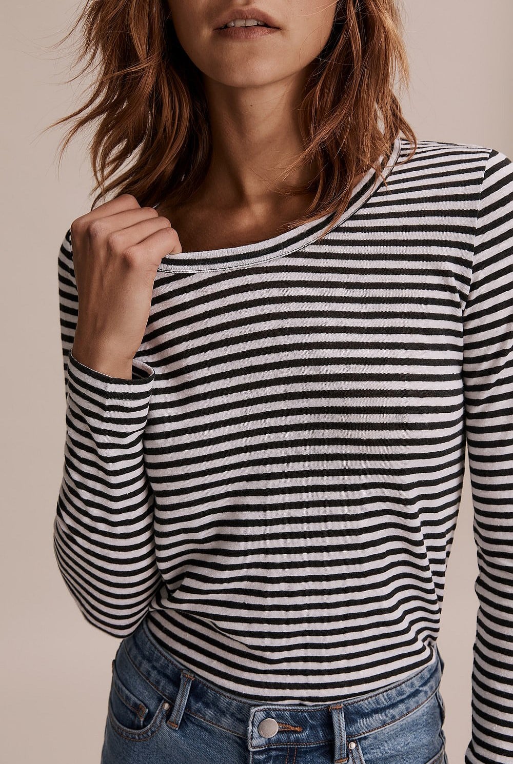 Long Sleeve Stripe Linen T-Shirt