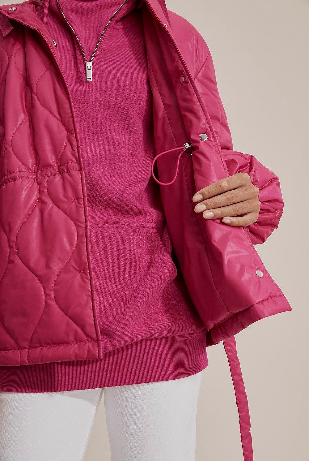 Recycled Polyester Puff Sleeve Spray Jacket