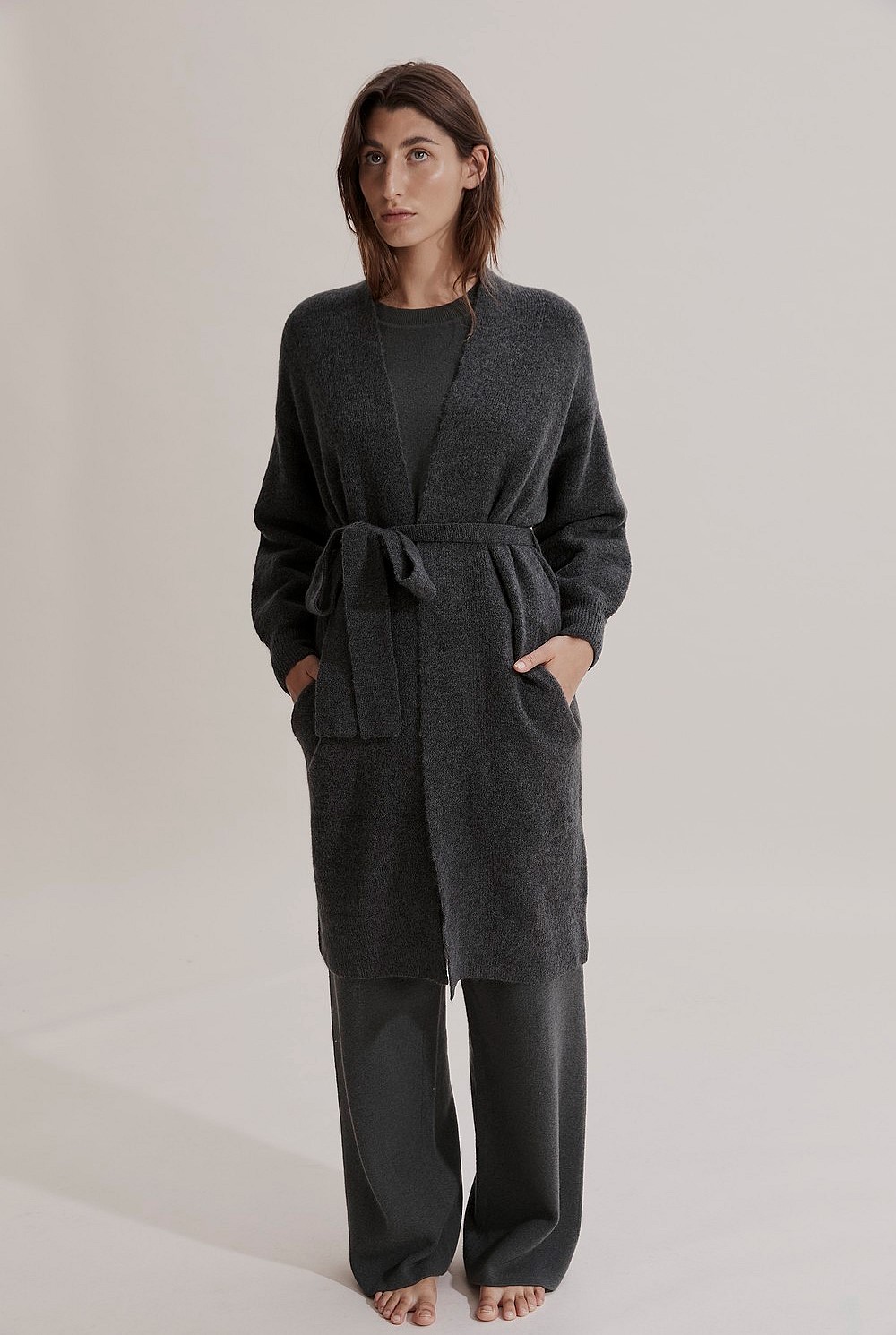 Charcoal Melange Luxe Robe - Sleepwear | Country Road
