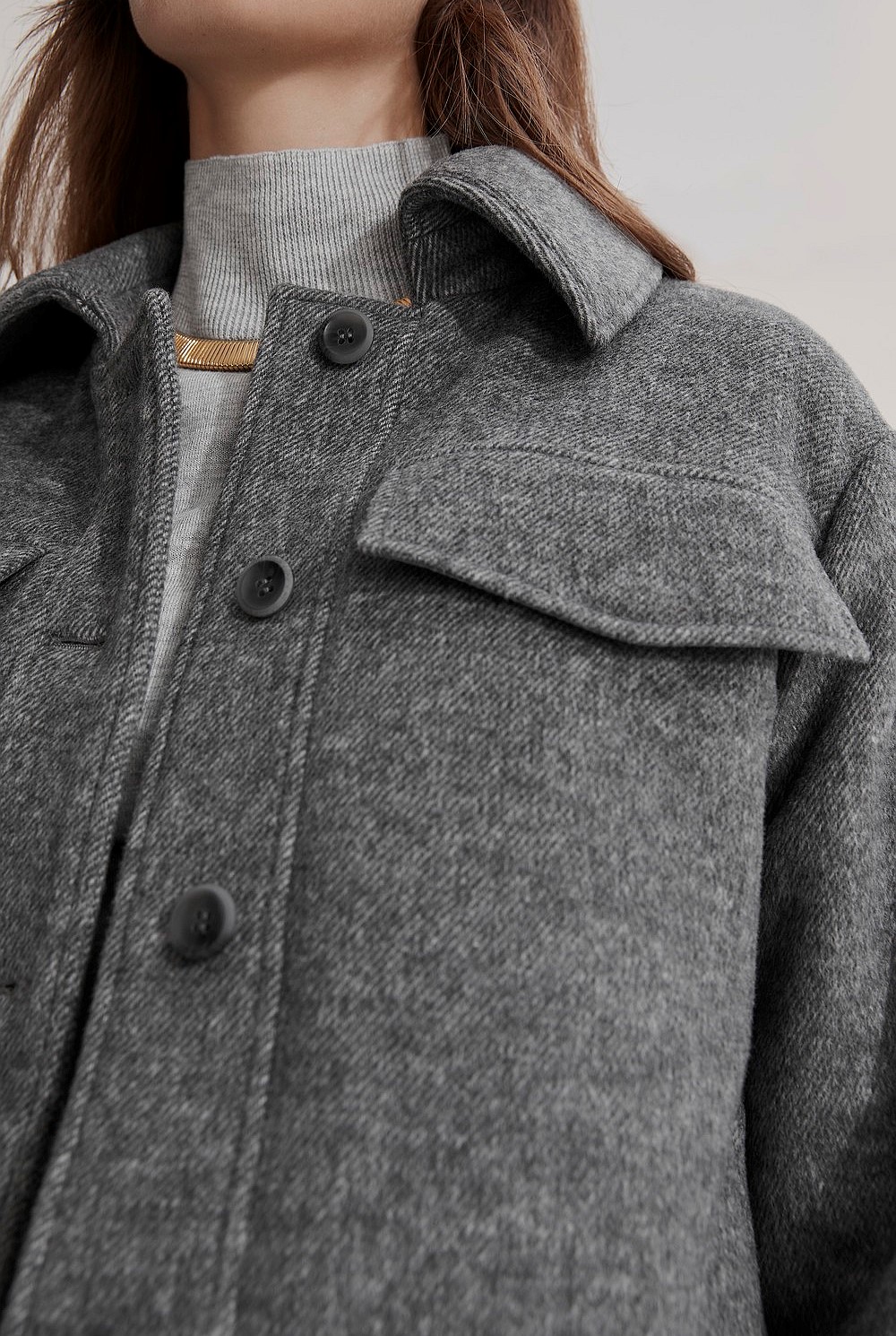 Twill Wool Boxy Jacket