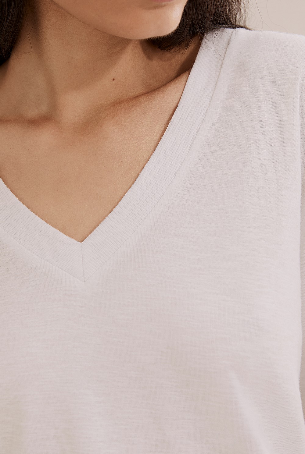 Deep V-Neck Cotton Modal T-Shirt