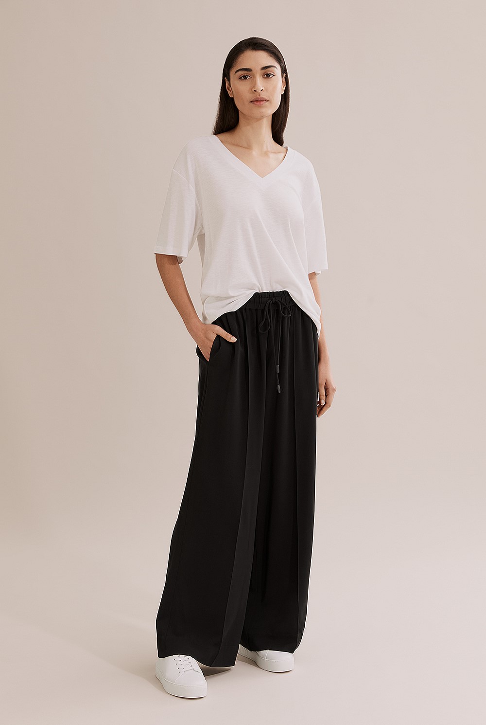 Deep V-Neck Cotton Modal T-Shirt