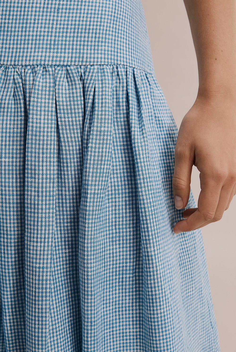 Organically Grown French Linen Check Basque Maxi Skirt