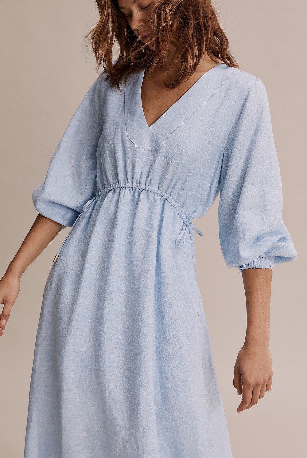 Organically Grown French Linen Tie Side Maxi Dress