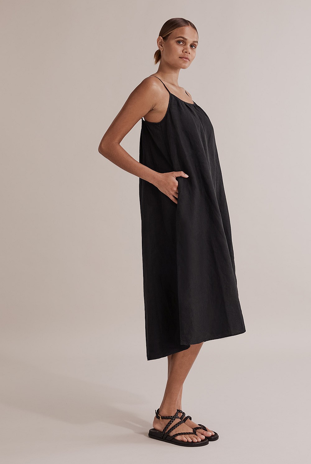 Organically Grown French Linen Midi Dress