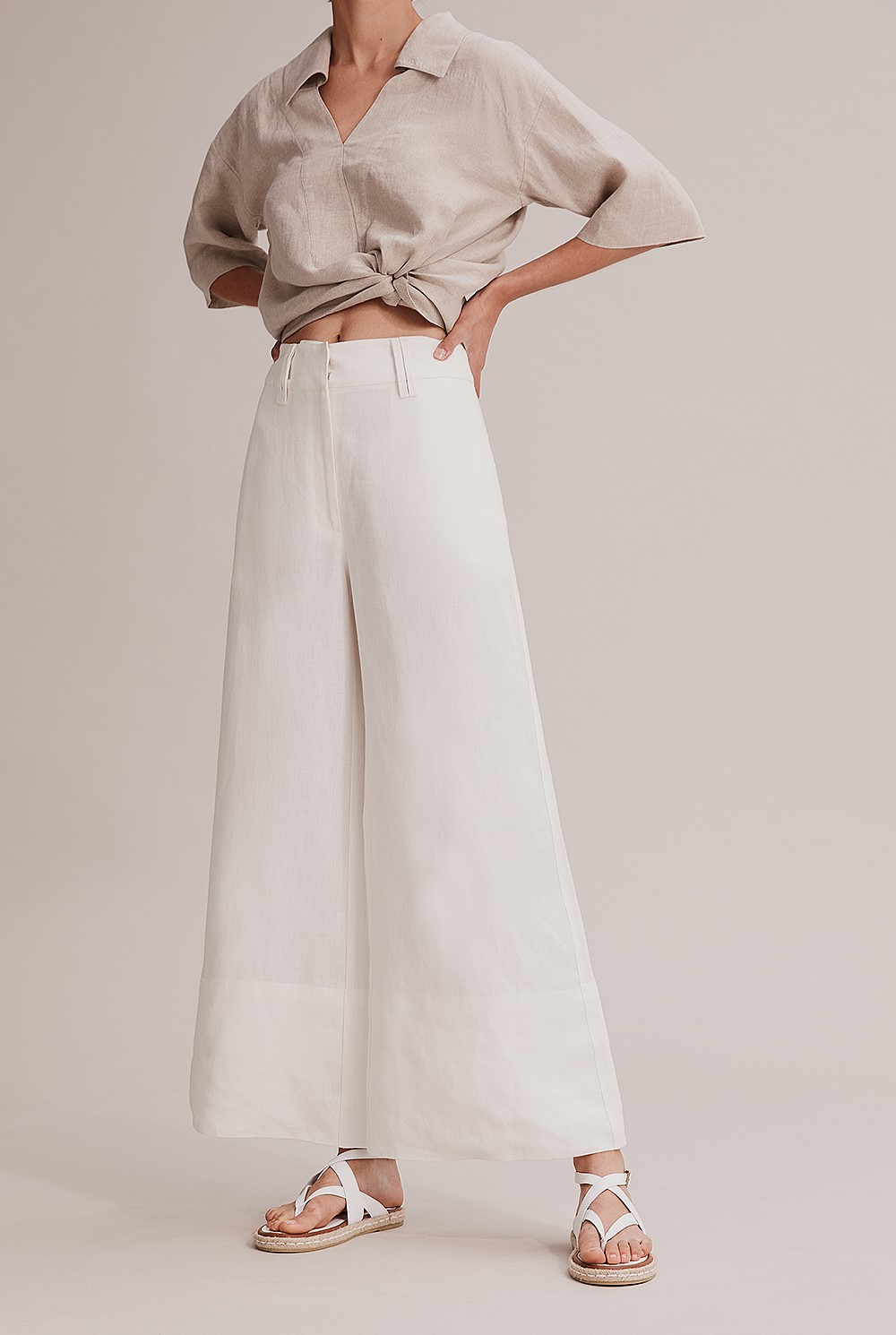 Organically Grown French Linen Wide Leg Pant