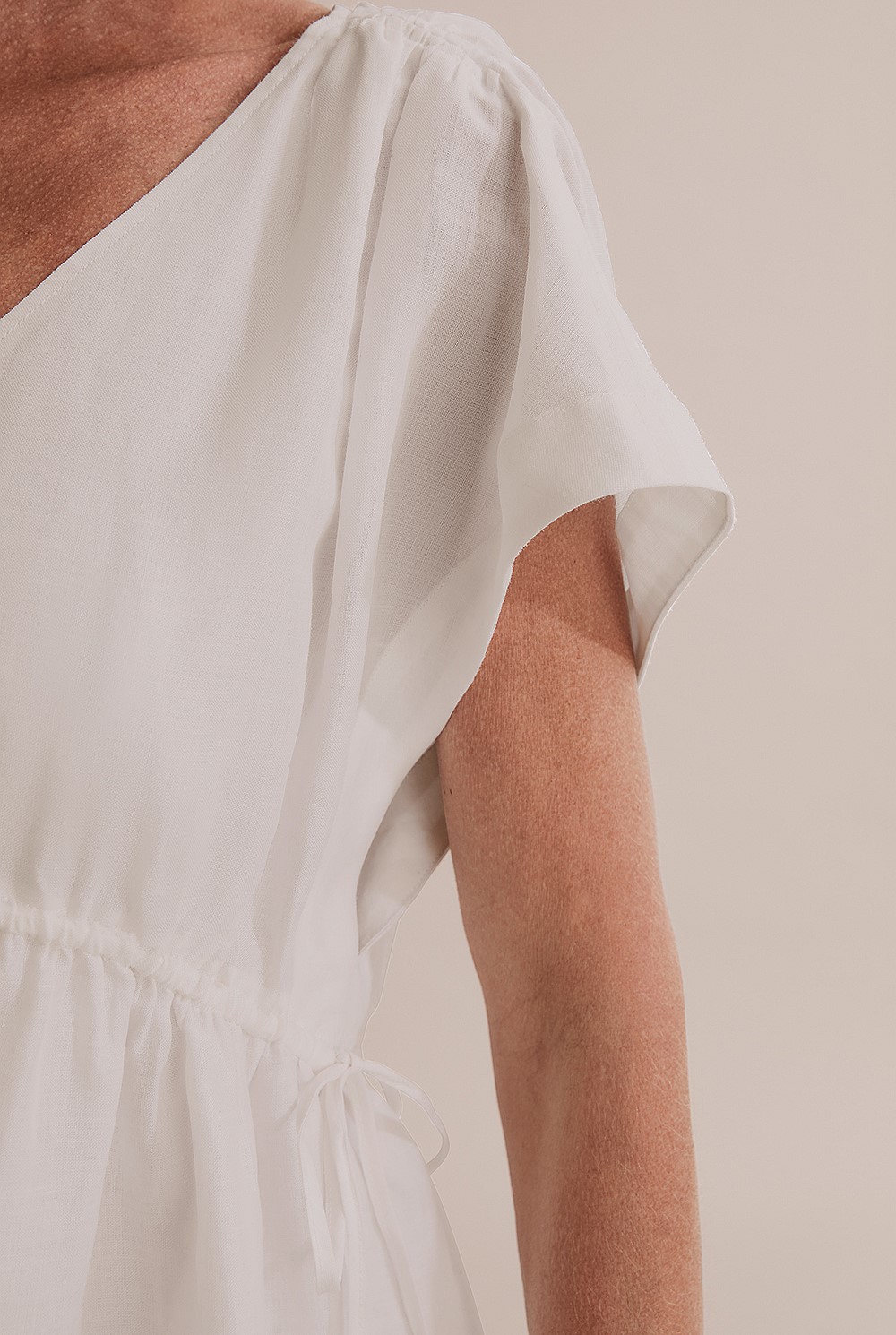 Ruched Tie Mini Dress