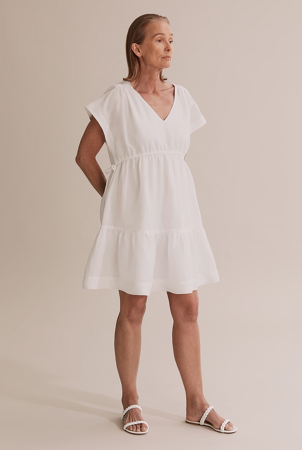Ruched Tie Mini Dress