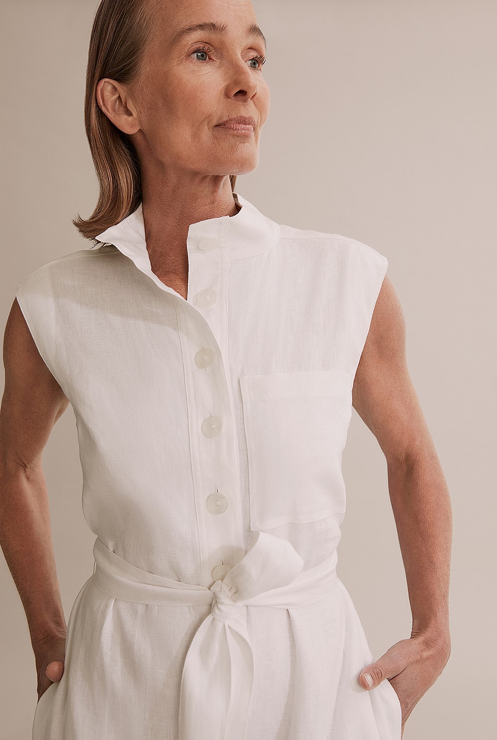 Organically Grown French Linen Sleeveless Boiler Suit