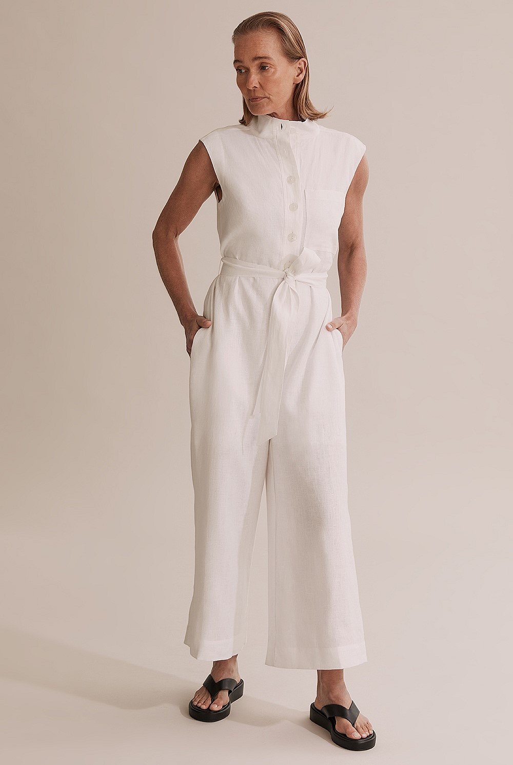 Organically Grown French Linen Sleeveless Boiler Suit