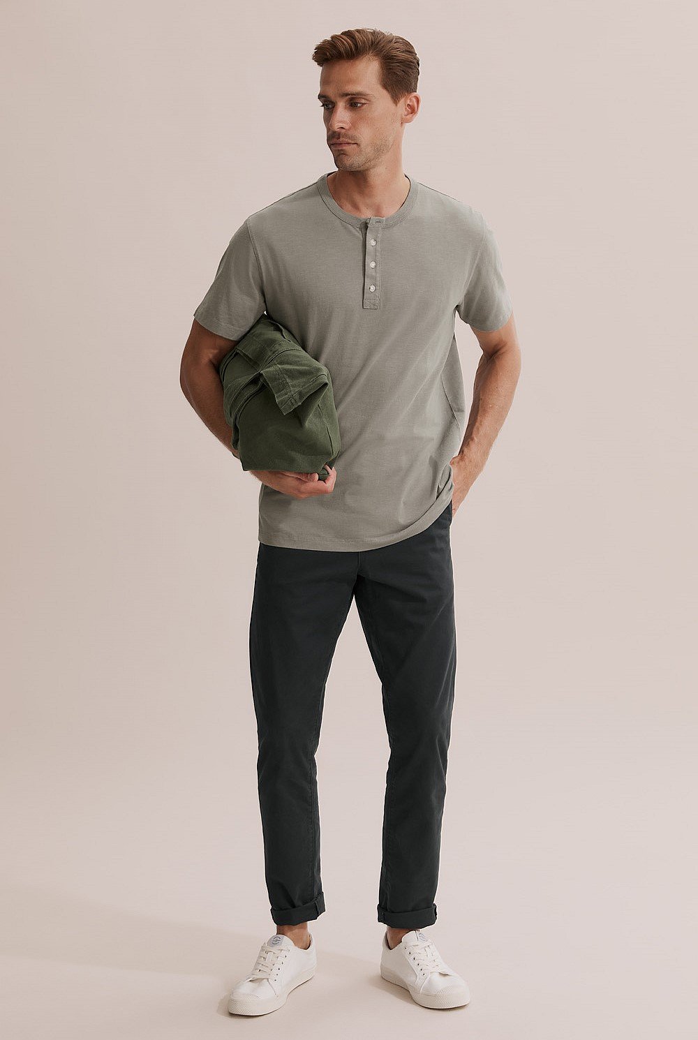 Short Sleeve Slub Henley