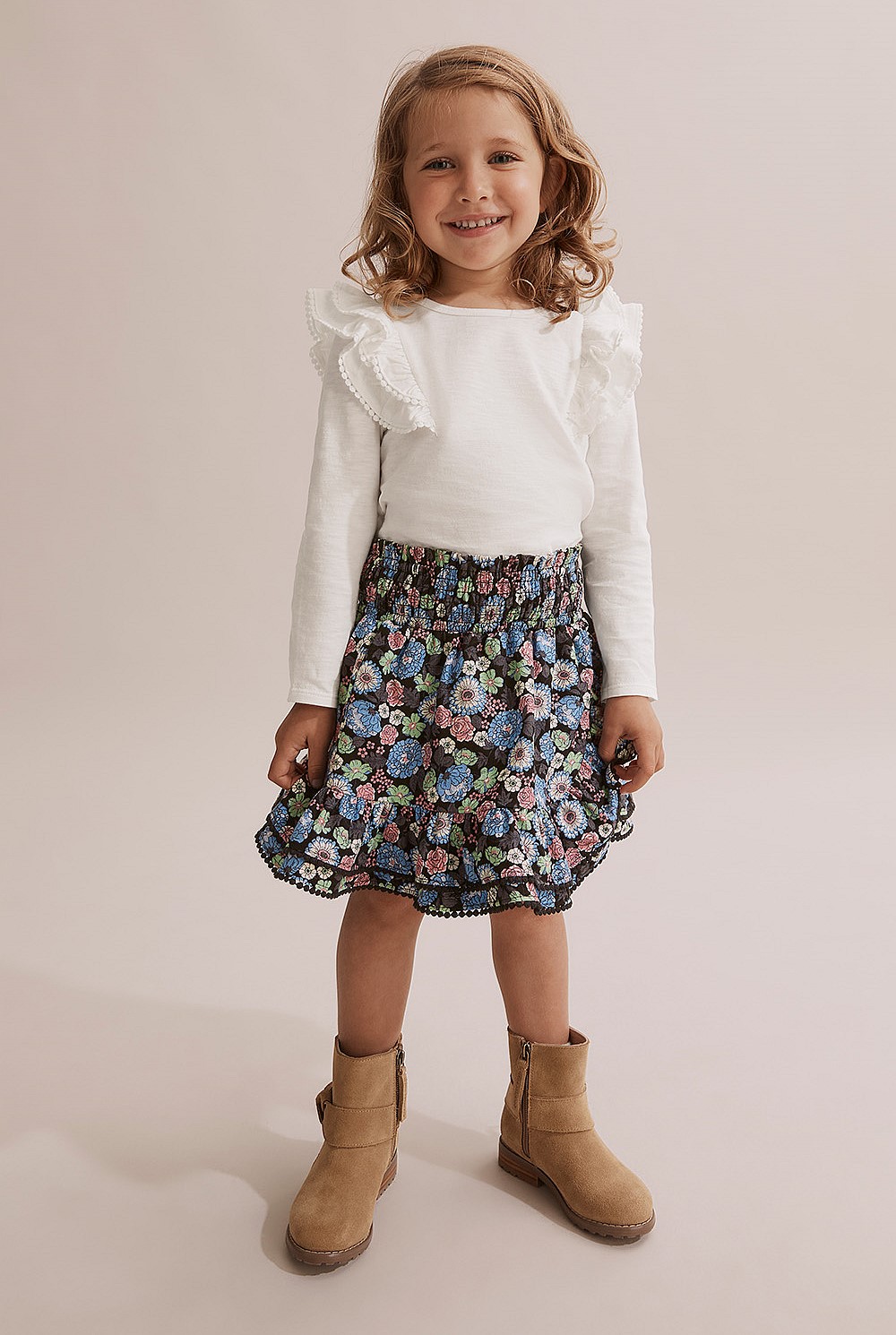 Cotton Slub Frill T-Shirt