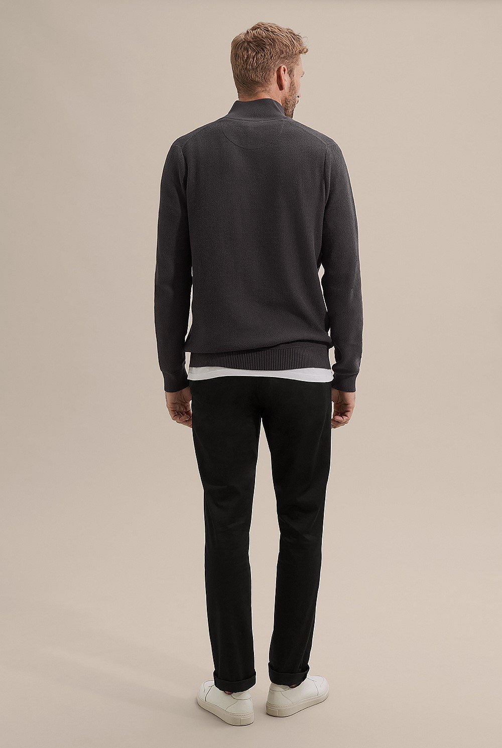 Australian Cotton Textured Mock Neck Knit