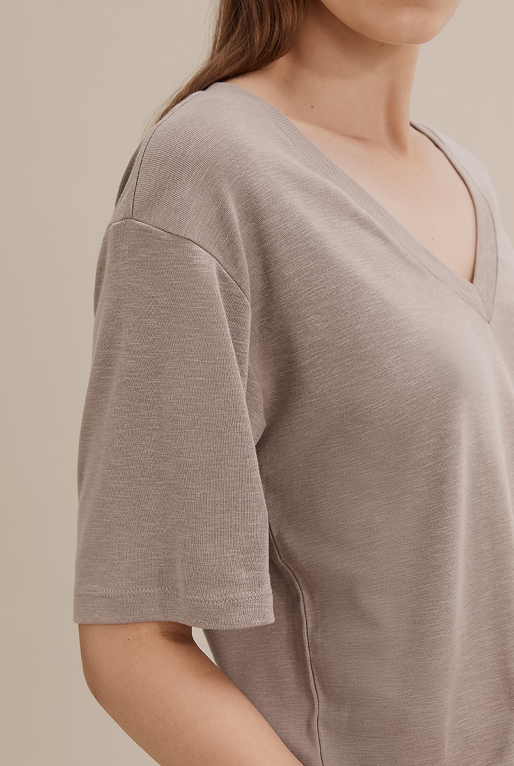Deep V-Neck Cotton Modal T-Shirt