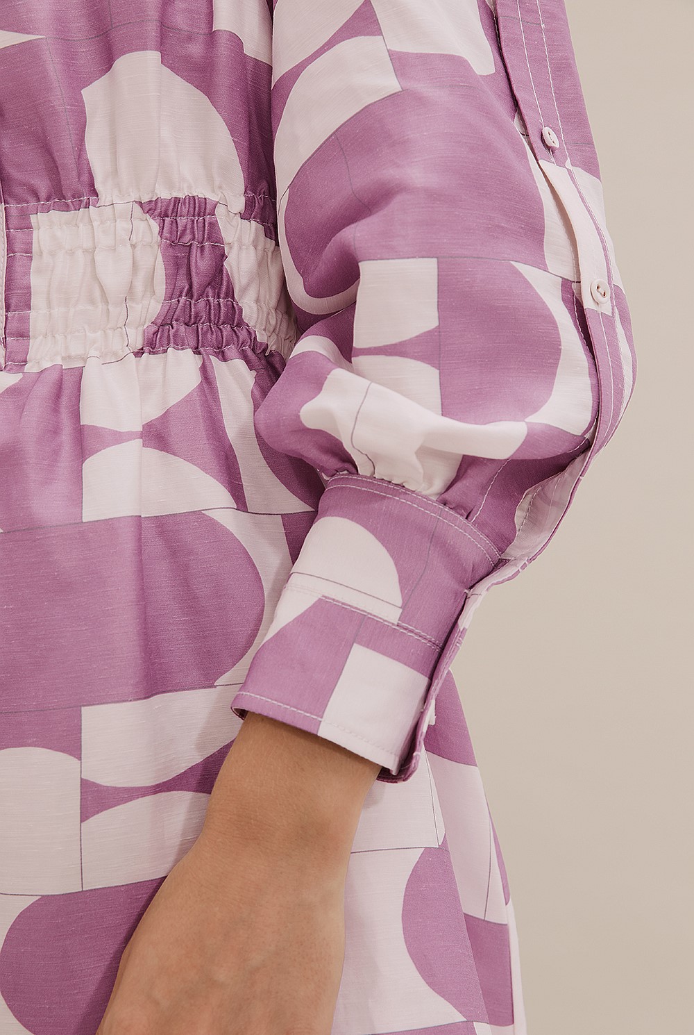 Print Button Detail Dress