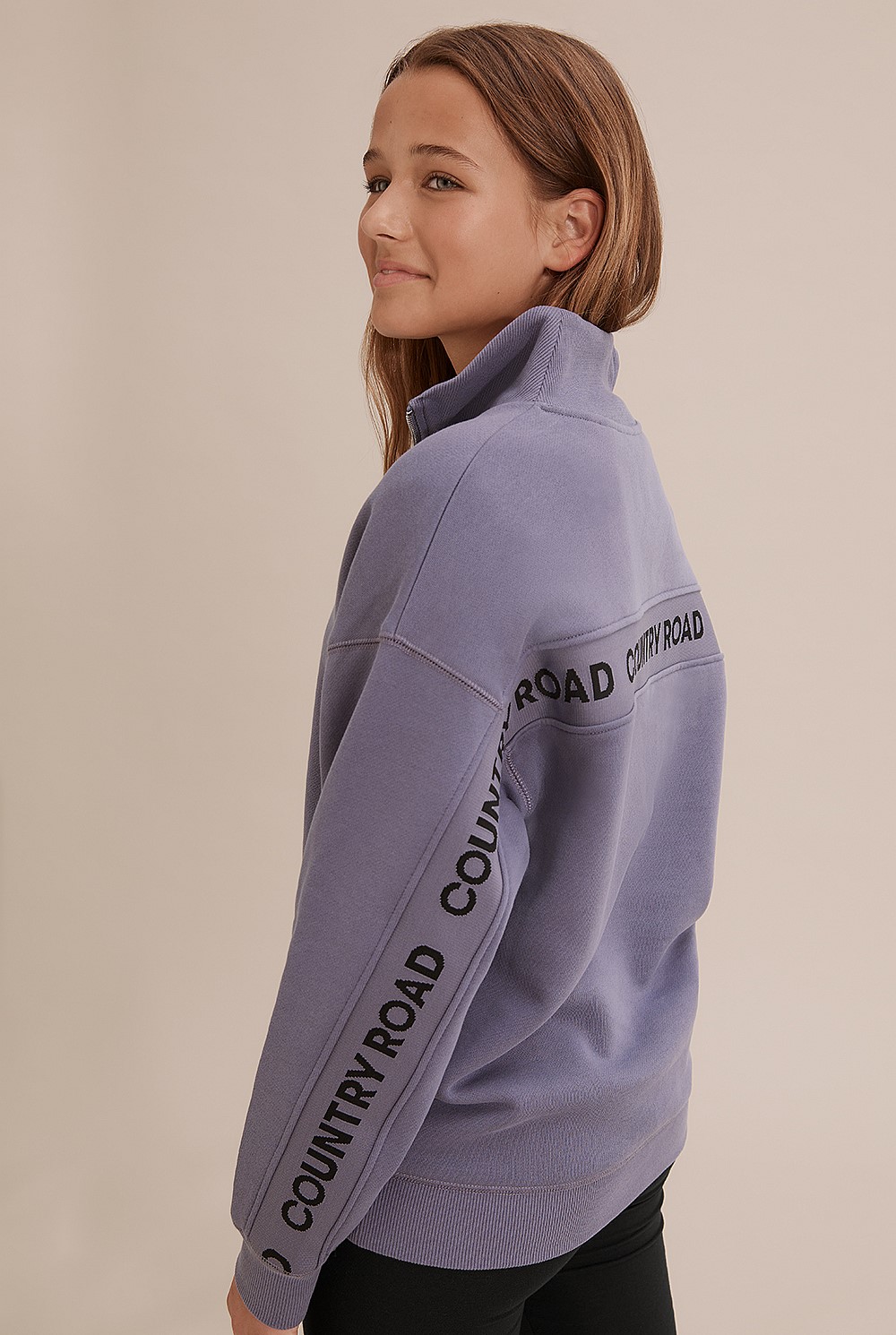 Teen Cotton Half Zip Logo Sweat