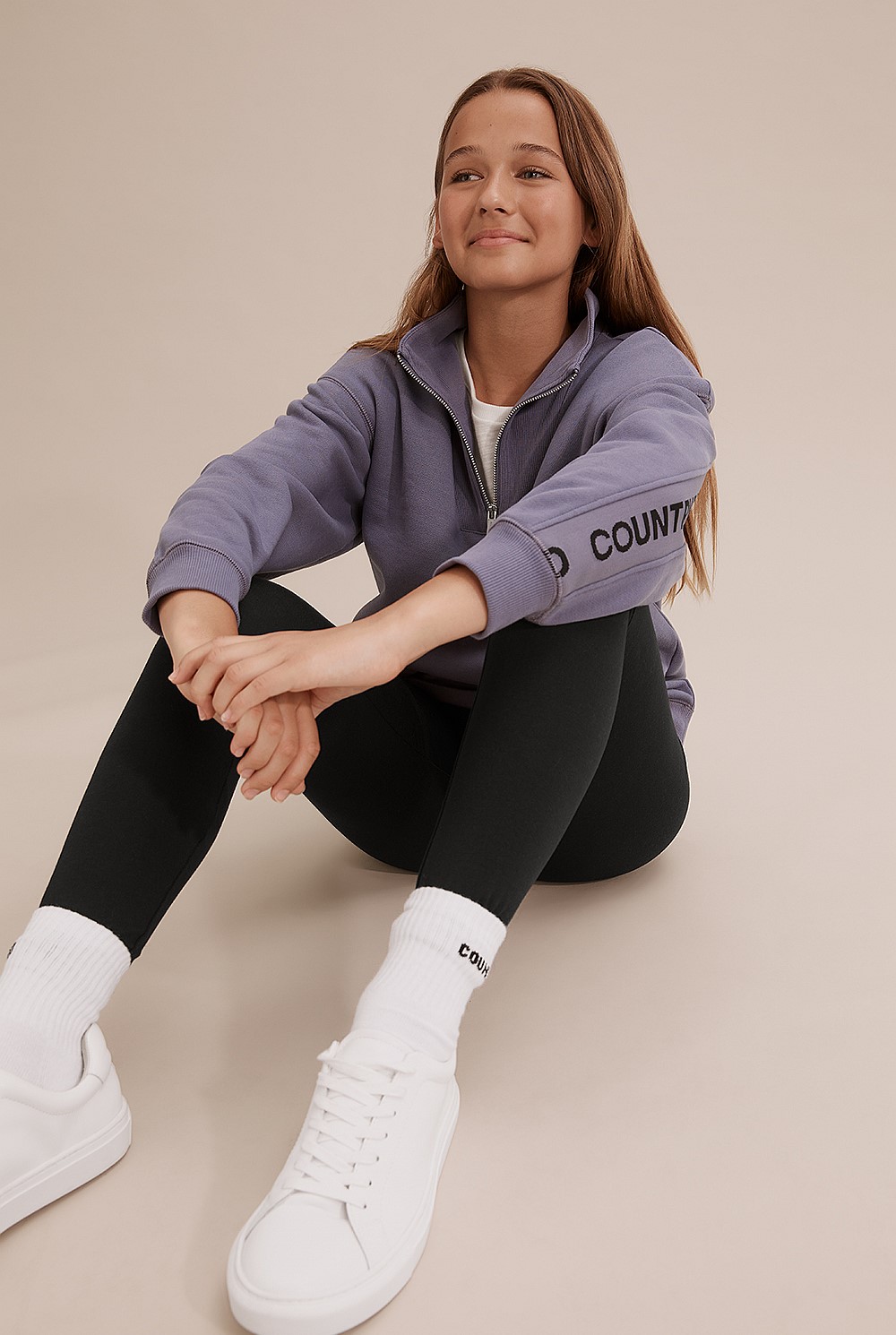 Teen Cotton Half Zip Logo Sweat