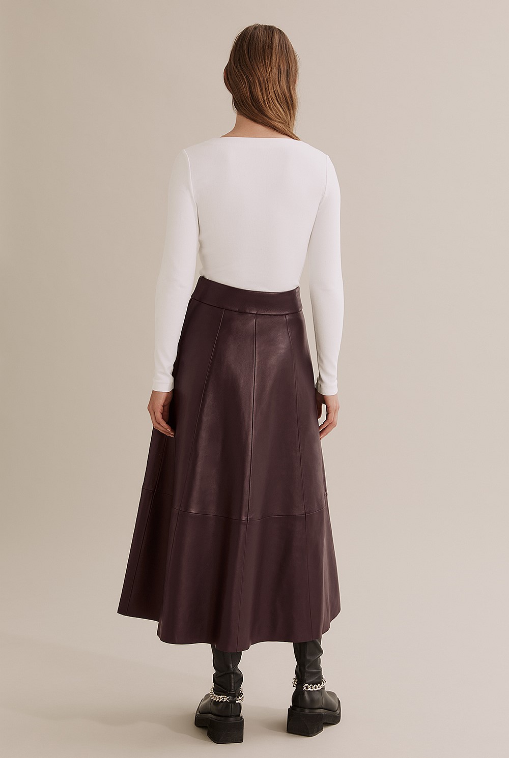 Deep V-Neck Rib Long Sleeve Top