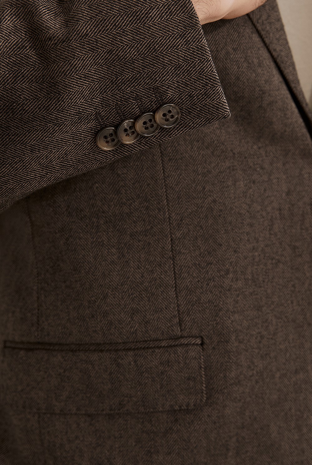 Regular Fit Herringbone Tweed Blazer