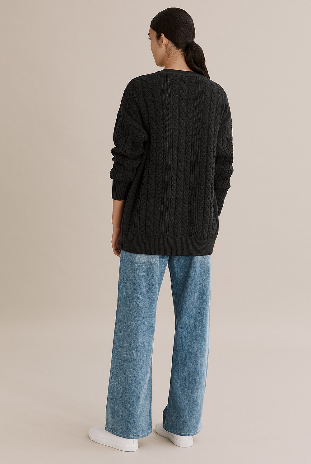 Teen Longline Cable Cardigan
