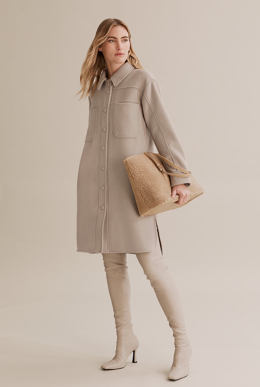Wool Felt Shirt Dress