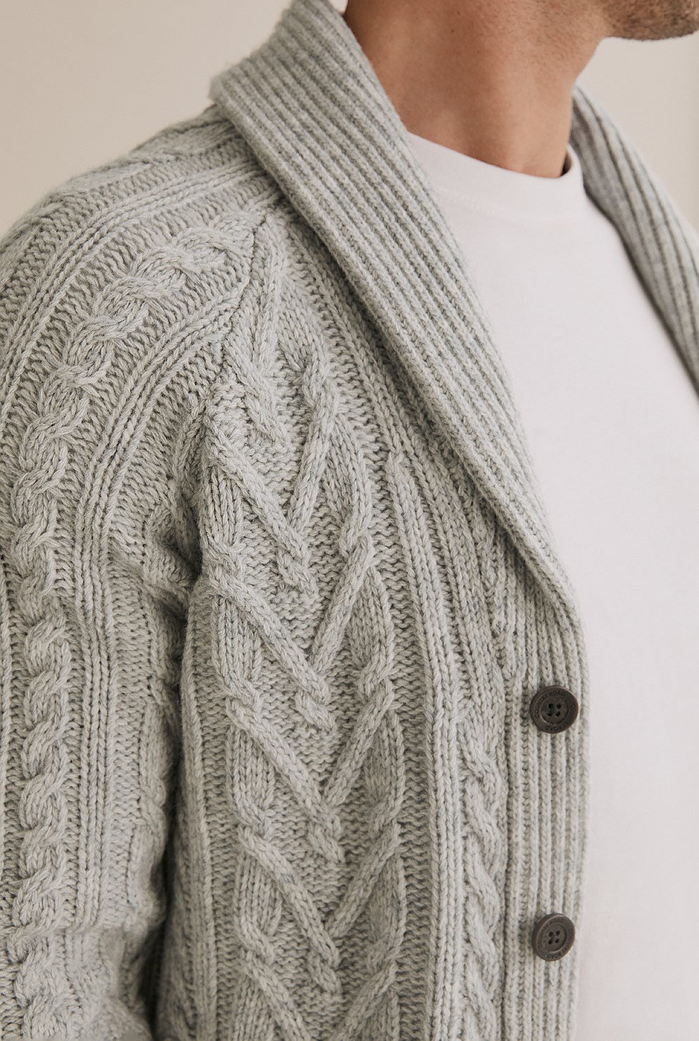 Lambswool Cable Shawl Cardigan