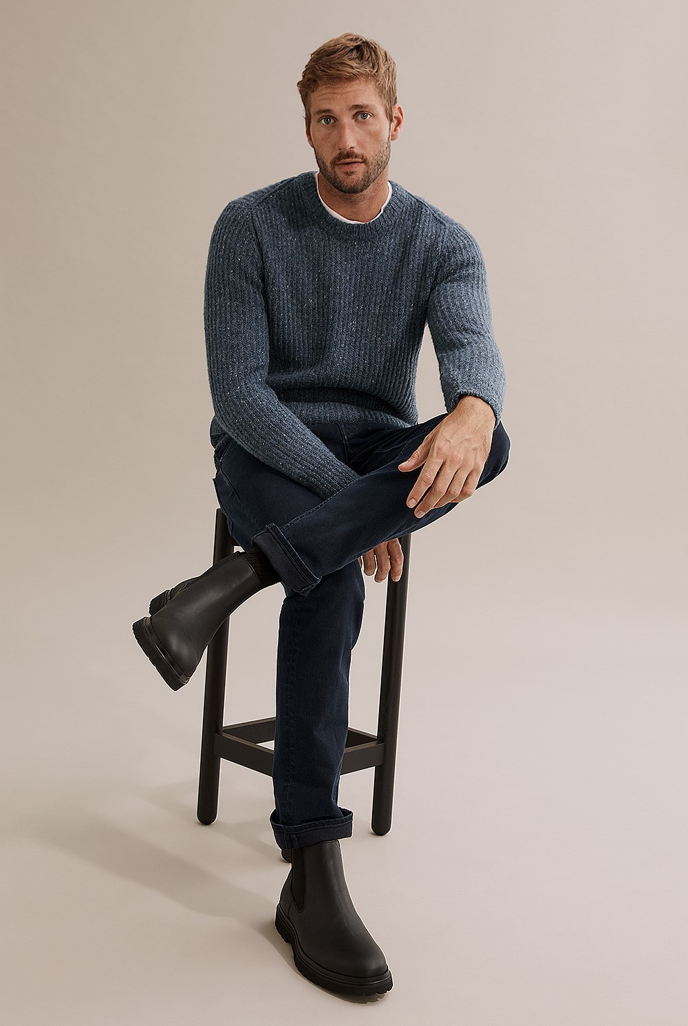 Merino Nep Crew Knit