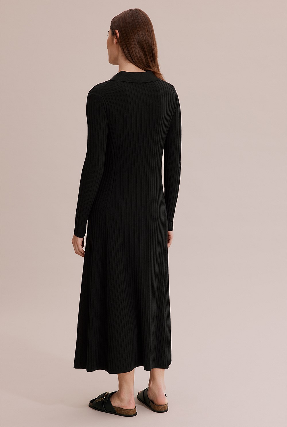 Long Sleeve Button Through Knit Dress